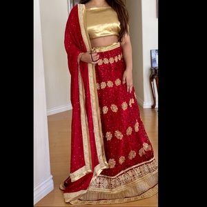 Red and Gold Lehenga